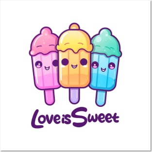 Kawaii Popsicles Love is Sweet Posters and Art